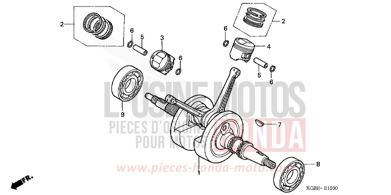 KURBELWELLE/KOLBEN von Shadow VT125C SPANGLE SILVER METALLIC (NHA49) von 2006